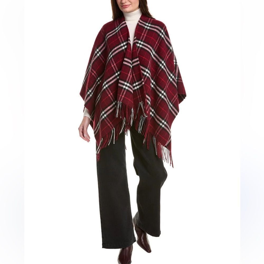 Burberry red Charlotte Check Wool-Cashmere Cape - Picture 6 of 12
